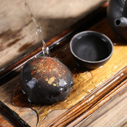 Lucky Toad Purple Clay Teapet Tea Boat Decoration for Home Decor