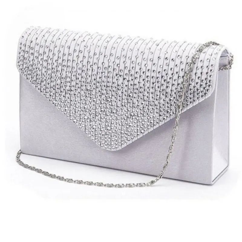 Shoulder Bag Masonry Ladies Satin Clutch Shiny Handbag Wedding Bag Fashion Women
