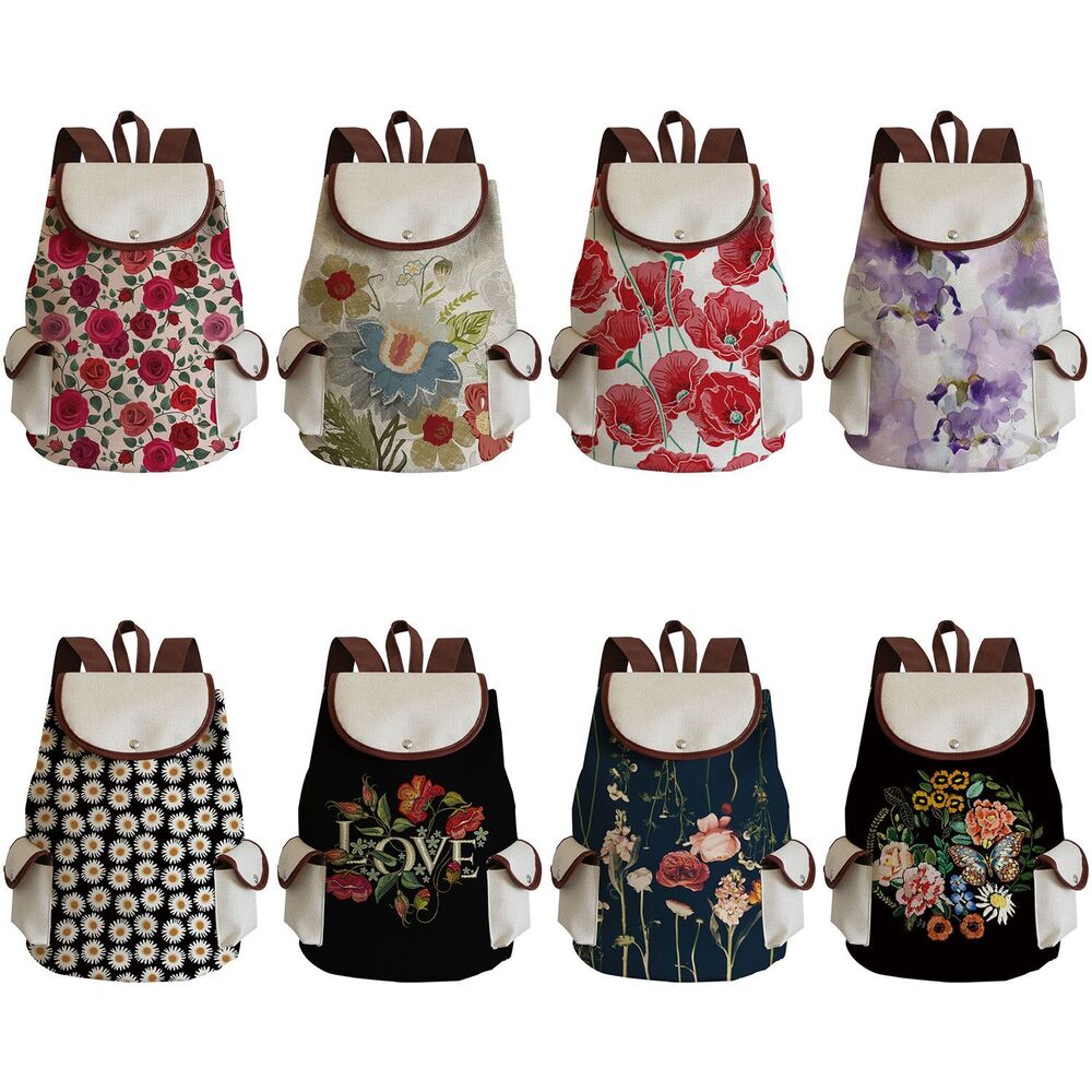 Vintage Drawstring Backpacks Large Practical Portable Linen Shoulders Bags 1 PC