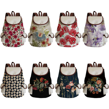 Vintage Drawstring Backpacks Large Practical Portable Linen Shoulders Bags 1 PC