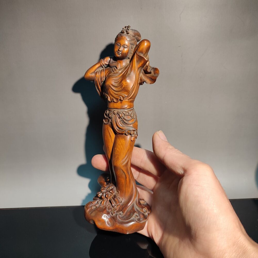 vintage christmas boxwood beauty figurine sexy Gift dance girl Dream carving art