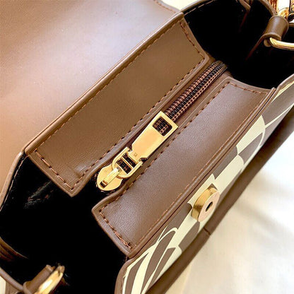 Handbag Women PU Leather Shoulder Bags Ladies Twisted Plaid Printing Flap Bag