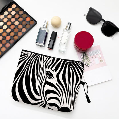 Water Resistant Makeup Bag Zebra Stripe Brown Pink Leopard Print Cosmetic Purse