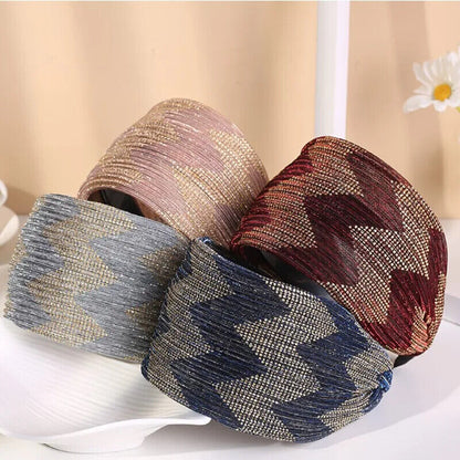 Women Headband Acrylic Lace Wide-Brimmed Non-Slip Shiny Breathable Girl Headwear
