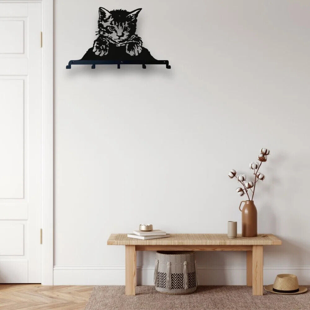 1pc Cute Little Cat Metal Wall Hanger - Perfect for Coats, Hats, Keys, and More