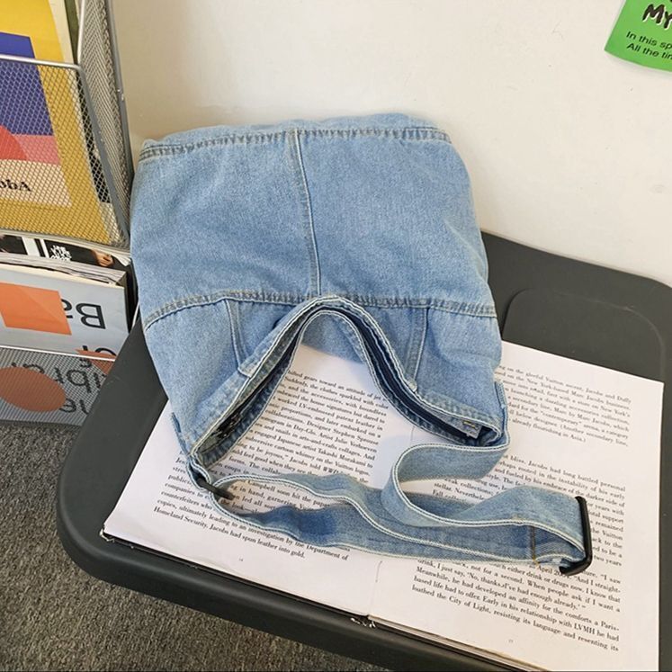Denim Textile Big Capacity Hobo Bag Soft Jeans Fabric School Laptop Pouch Bags