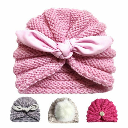 Baby Hat Knitted Winter Girls Bonnet Beanie Turban Newborn Cap Boys Accessories