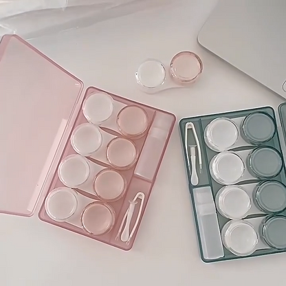 Contact Lens Case 4 Pairs Plastic Storage Boxes Cosmetic Containers 12x8.5x2.2cm