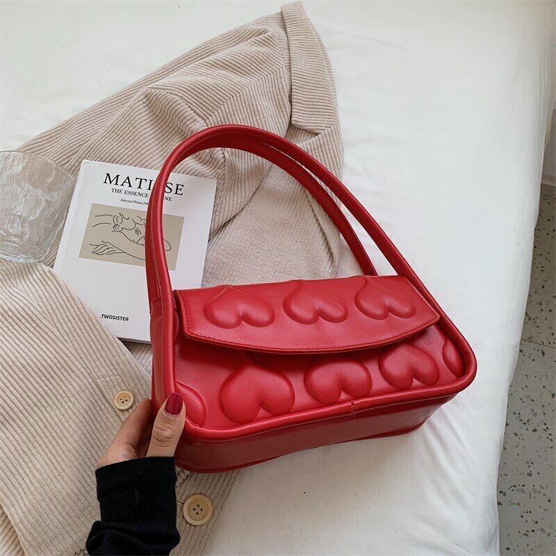Shoulder Bags Women Shoulder Handbag Flap Hand Bag Heart Pattern Clutches
