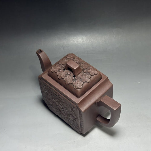 vintage chinese yixing purple clay teapot zisha ceremony carving Collectible art