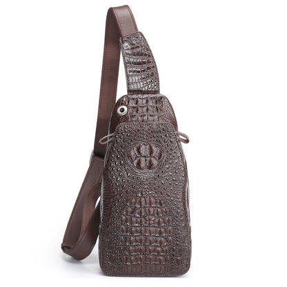 Handcrafted Nile Crocodile Skin Leather Mens Luxury Crossbody bag Sling Backpack