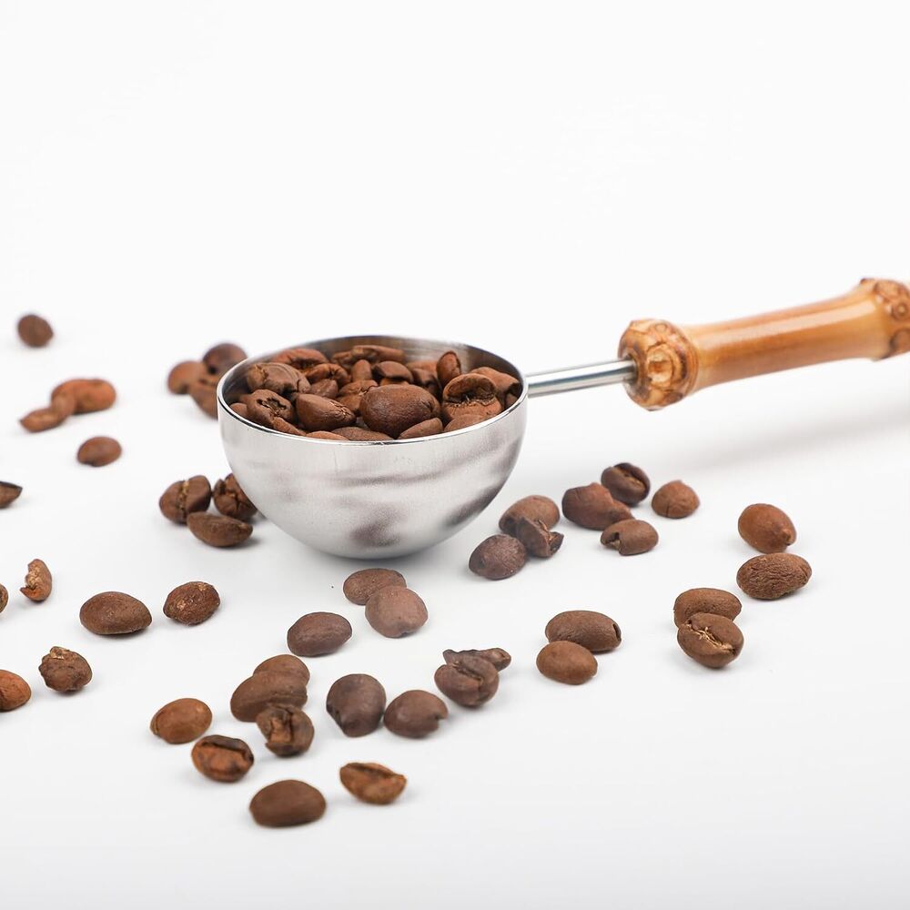 Stainless Steel Coffee Measuring Scoop Tablespoon Bamboo Handle Kitchen Gift