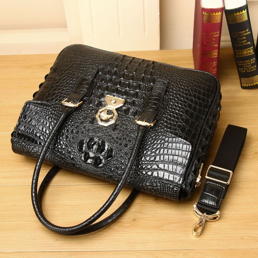 Top Cowhide Crocodile Alligator Printing Handbag Men's Luxury Business Briefcase