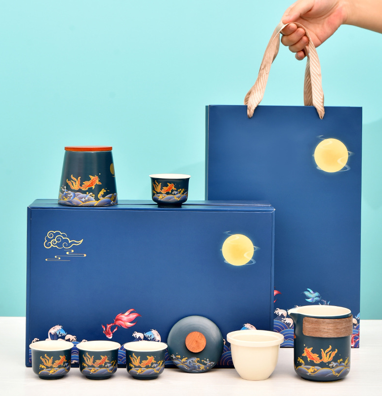 Ceramic Kungfu travel tea set express cup one pot four cups