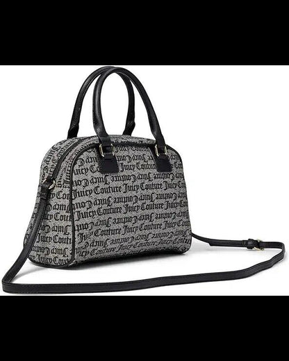 NEW Juicy Couture Bestseller Fashionista Bowler Satchel Black & Beige Bag Gift
