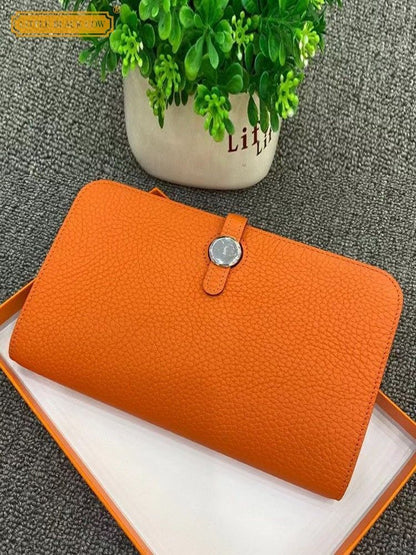 Genuine Leather Long Wallet Buckle Purse Collect Card Holder Cowhide Clutch Bag