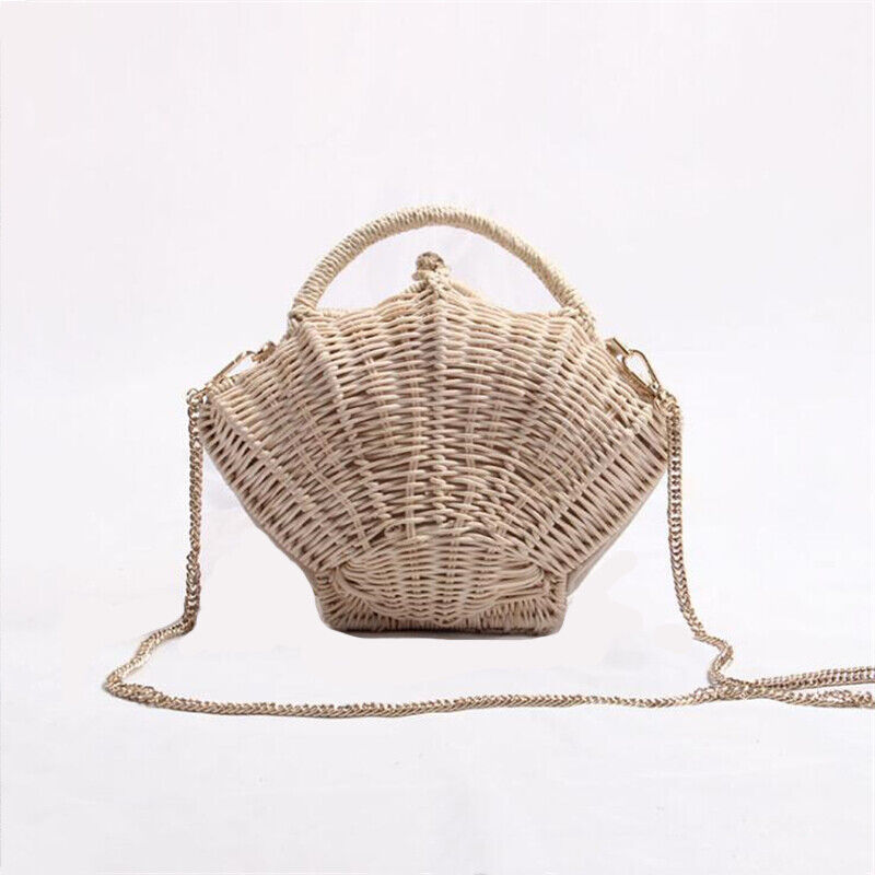 New Shell-shaped Crossbody Bag for Women One-shoulder Straw Rattan Beach Bag
