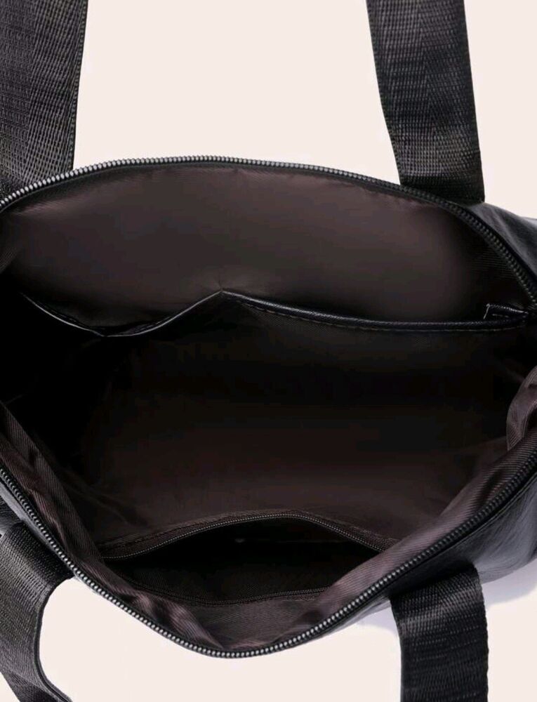 Leather Bag For Women Large Shoulder Handbag Crosdbody Satchel Bags 14"(Black)