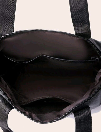 Leather Bag For Women Large Shoulder Handbag Crosdbody Satchel Bags 14"(Black)