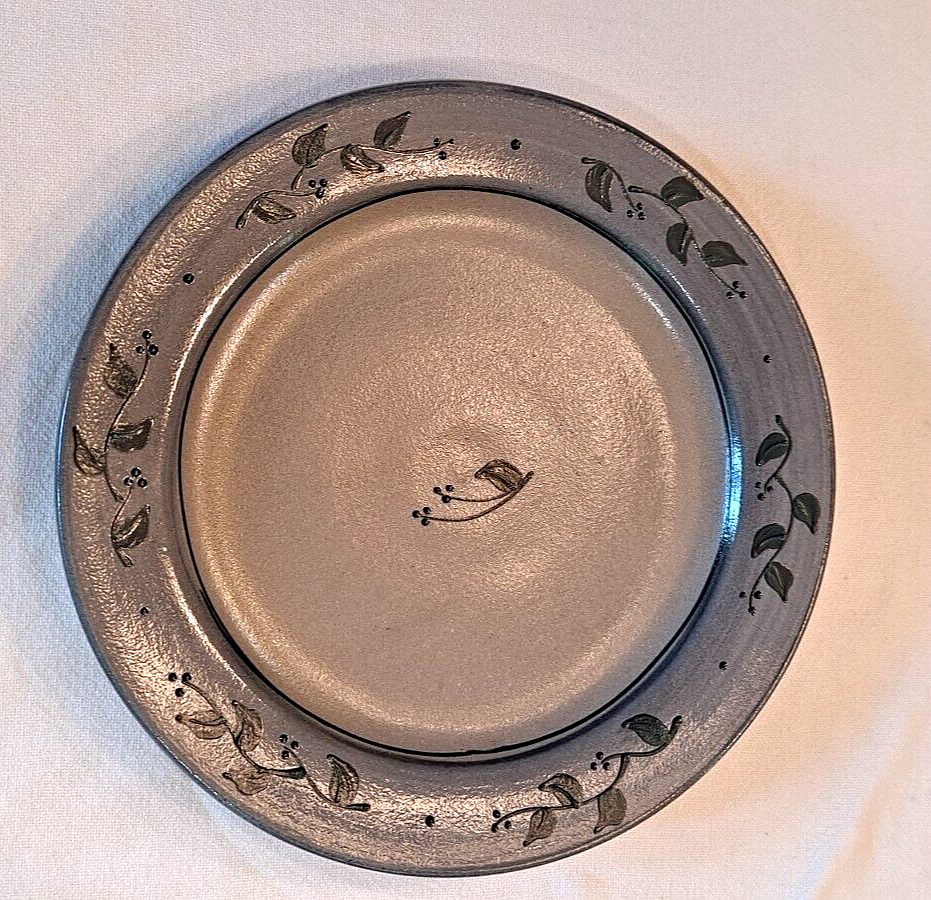 Lot of 2 Rowe Pottery Salt Glaze Blue Stoneware Plates 10.75"