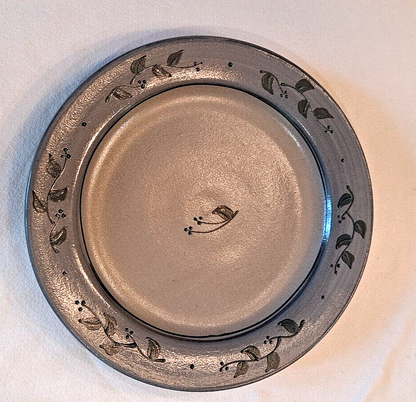 Lot of 2 Rowe Pottery Salt Glaze Blue Stoneware Plates 10.75"