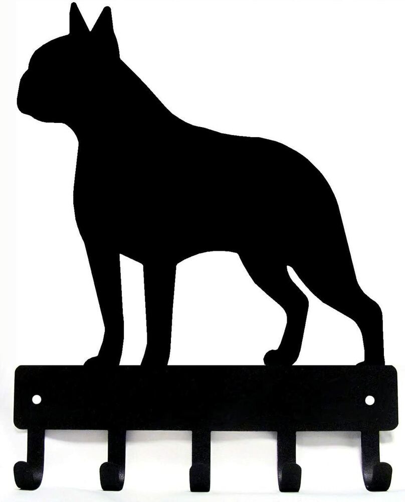 Boston Terrier Dog Key Rack & Leash Hanger -9 inch/6 inch Wide Metal Wall Art