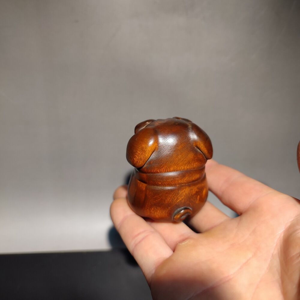 cute wooden statue dog foo statuette bulldog shapes for crafts sculpture gift
