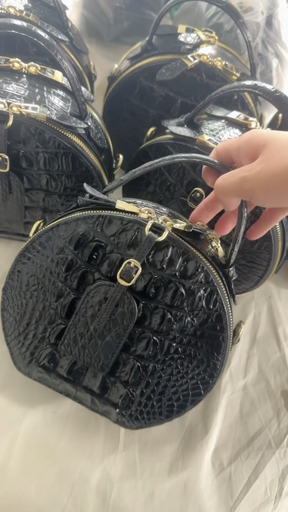 Black Alligator Crocodile Skin Handbags, New Desinger Women's Sling Shouler Bags