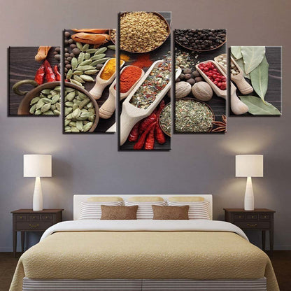 5 Pieces canvas Kitchen Restaurant Grain Spice Food Wall Art Picture Home Decor