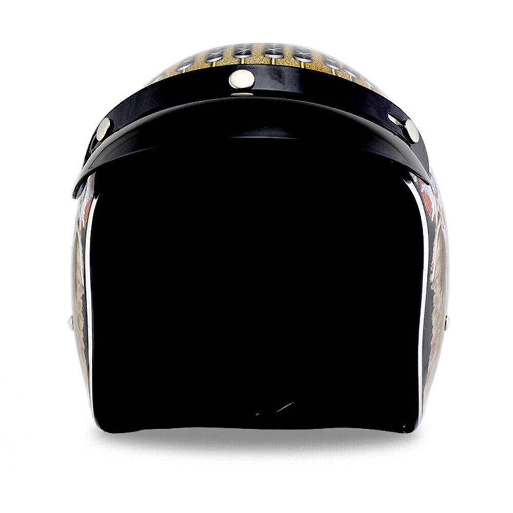 Open Face Motorcycle Helmet Indian Feather Print Cruiser Scooter Bike Helmet DOT