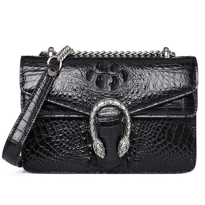Handcrafted Real AlligatorCrocodile Skin Leather Luxury Women Sling Shoulder Bag