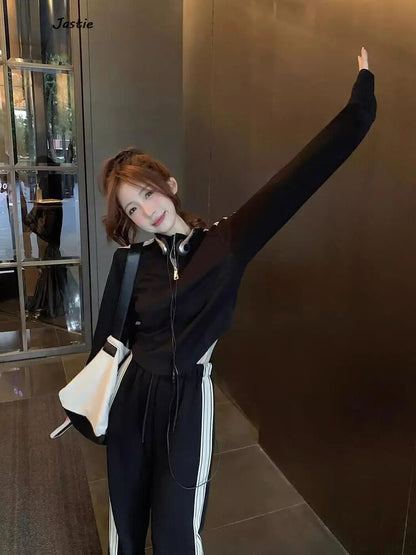 Coat Top+Wide Leg Pant Sets Trouser Women Tracksuit Sweatershirt Sporty Outfits