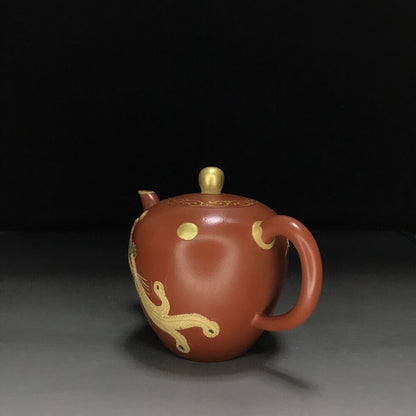 vintage chinese yixing purple clay teapot zisha ceremony carving Collectible art
