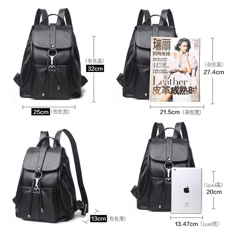 Genuine Leather Women's Backpack Travel Bag Rucksack Shoulder Bag School Bag