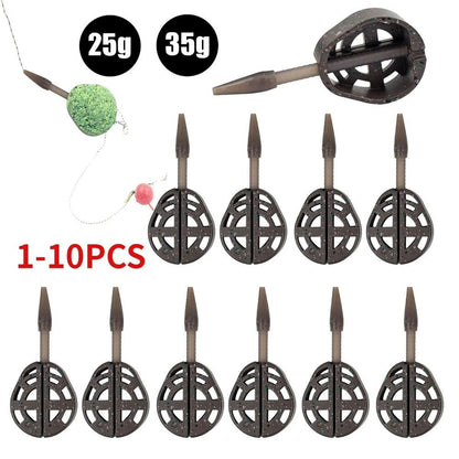25/35g Inline Method Feeder Mold Bait Thrower Bait Plumb Set Zinc Alloy Carp Kit