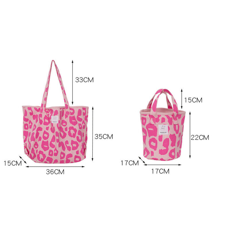 Pink Leopard Shoulder Bag Women's Totes Ladies Canvas Bags Handbag