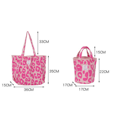 Pink Leopard Shoulder Bag Women's Totes Ladies Canvas Bags Handbag