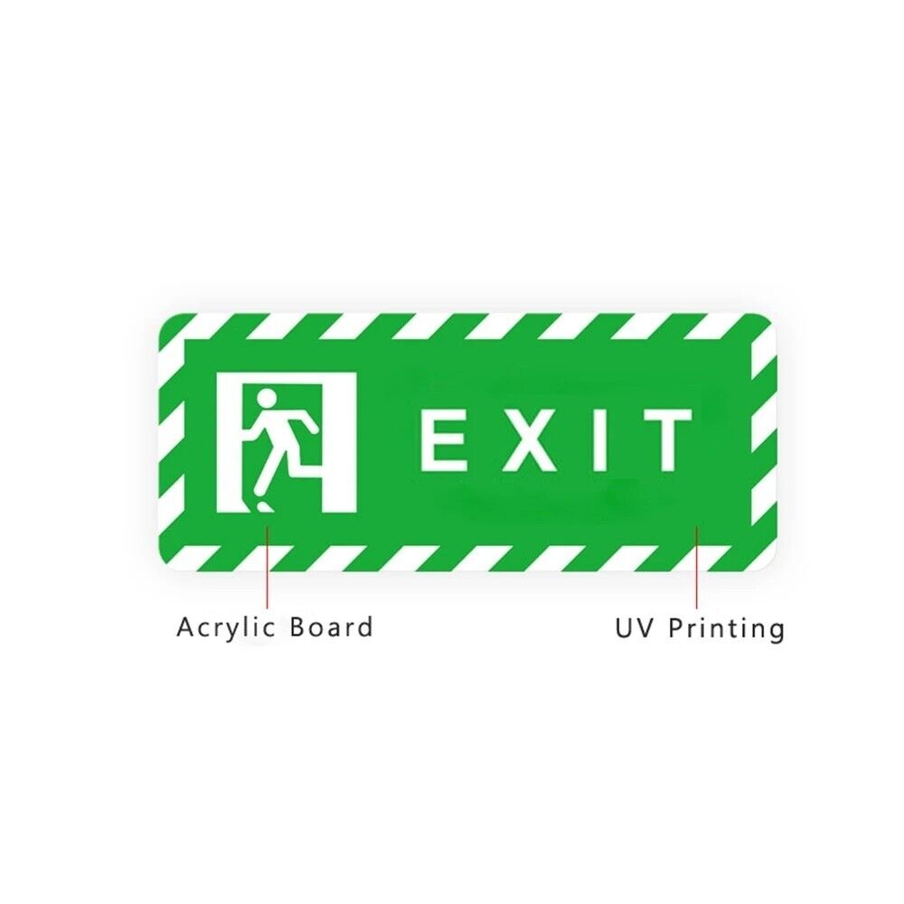 Exit Signs Acrylic UV Printing Letter Icon Logo Wall Safety Signage Board Plates