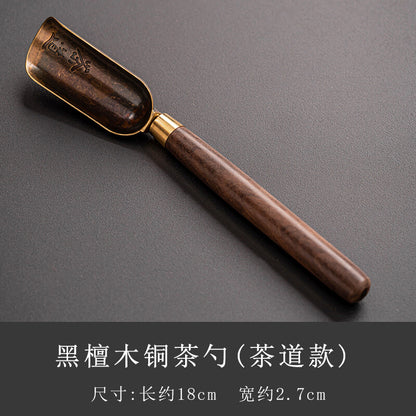 Sandalwood Copper Tea Spoon Tea Set Accessories Alloy Shovel Head Tea Collector