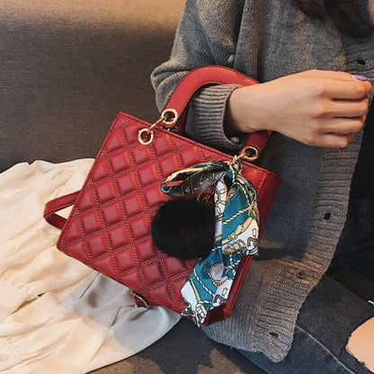 Small Handbag Ribbon Shoulder Bag Synthetic Leather Messenger Purse 21*19*9 CM