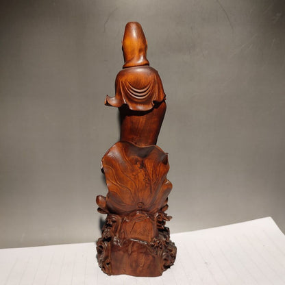 Buddhism meditation fortune praying Kwan-yin quan yin statues wood sculpture art