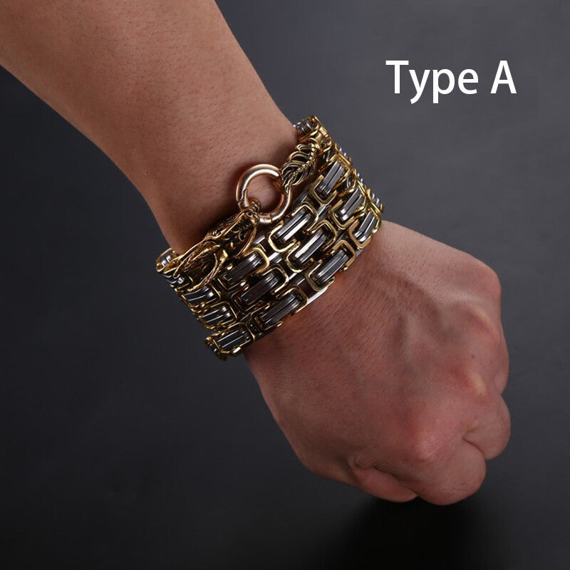 Men Stainless Steel Bracelet Self-defense Survival Dragon Necklace Chain