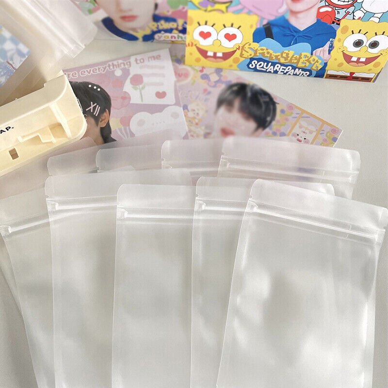 10PCS Transparent Zip Lock Plastic Kpop Card Package Bags with Zipper Self Seal