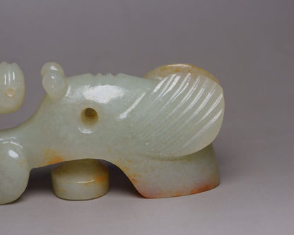 Chinese Antique Hetian Jade Hand Carved Exquisite Statue Figurine Art Work Rare