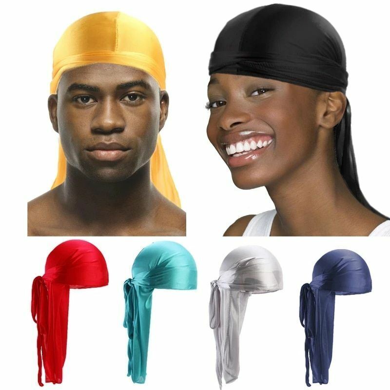 Satin Stretchy Cap Hip Hop Wigs Turban Bandana Headwear Solid Hair Accessories