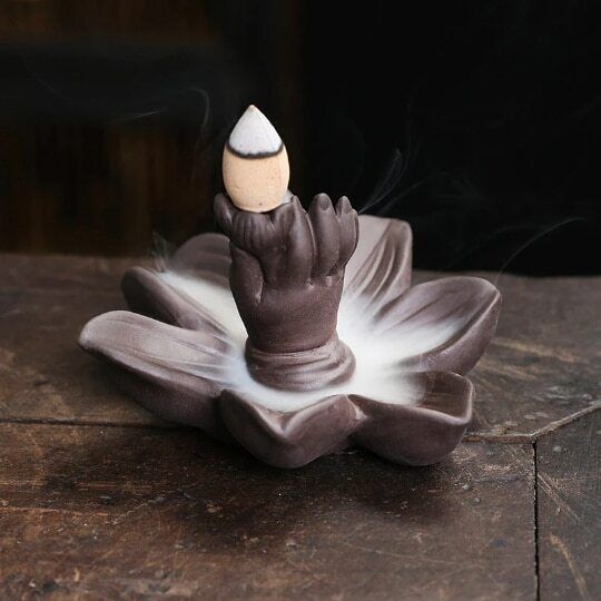 Buddha Hand Incense Holder Lotus Incense Burner for Cones Household Decoraton