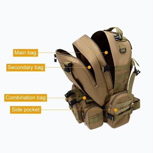 Tactical Backpack 4 in 1 Military Army Backpack Sport Bag Hiking Camping Travel