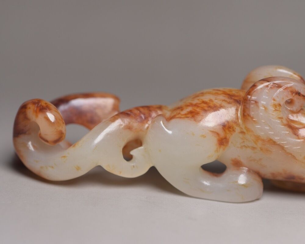 Chinese Antique Hetian Jade Carved Sculpture Exquisite Beast Statue Figurines