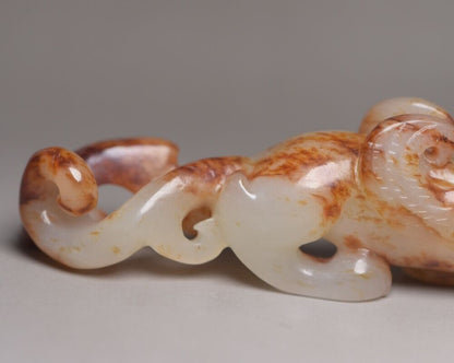 Chinese Antique Hetian Jade Carved Sculpture Exquisite Beast Statue Figurines