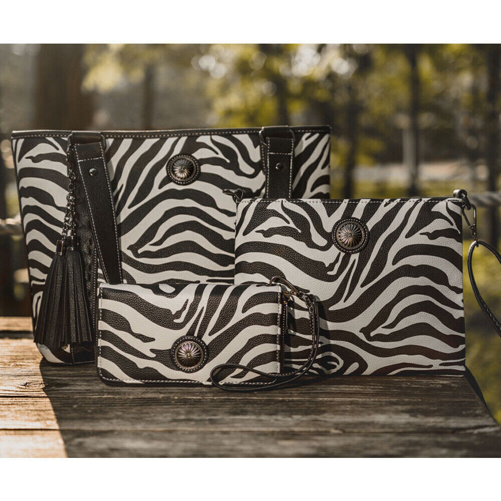 Celela Women Zebra Print Shoulder Handbag Crossbody Tote Wristlet Wallet Bag